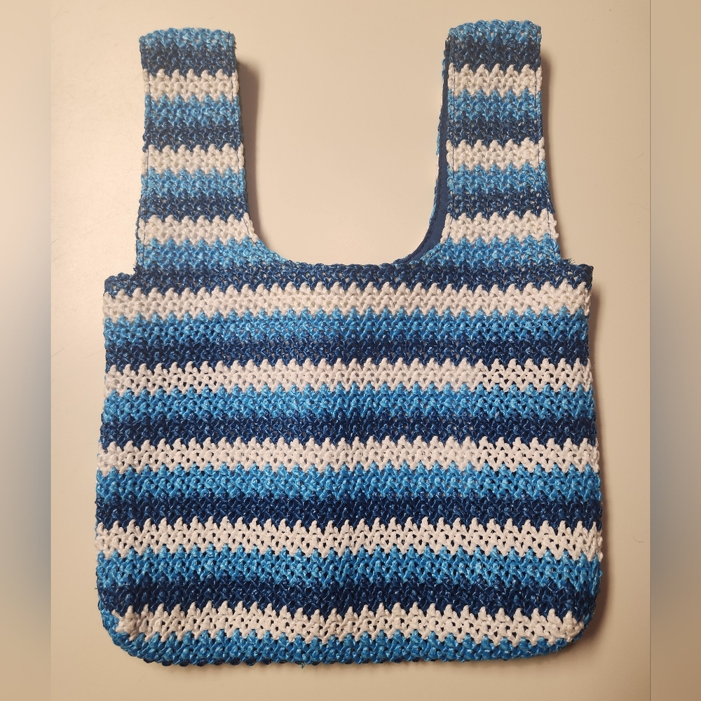 Target Future Collective Alani Noelle Blue Chevron Print Striped Satchel Tote